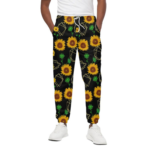 Sunflower Polygonal Pattern Print Cotton Pants