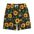 Sunflower Polygonal Pattern Print Cotton Shorts