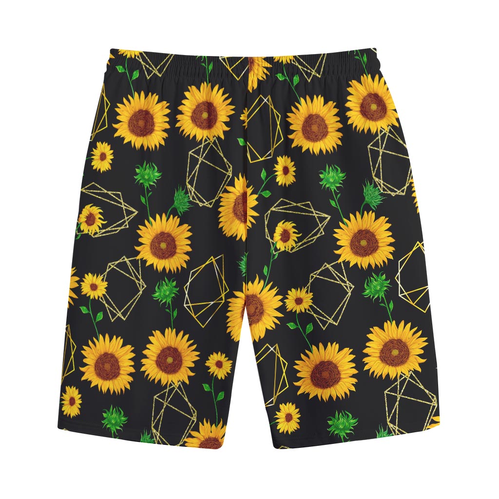 Sunflower Polygonal Pattern Print Cotton Shorts