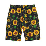 Sunflower Polygonal Pattern Print Cotton Shorts