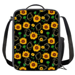 Sunflower Polygonal Pattern Print Crossbody Lunch Bag