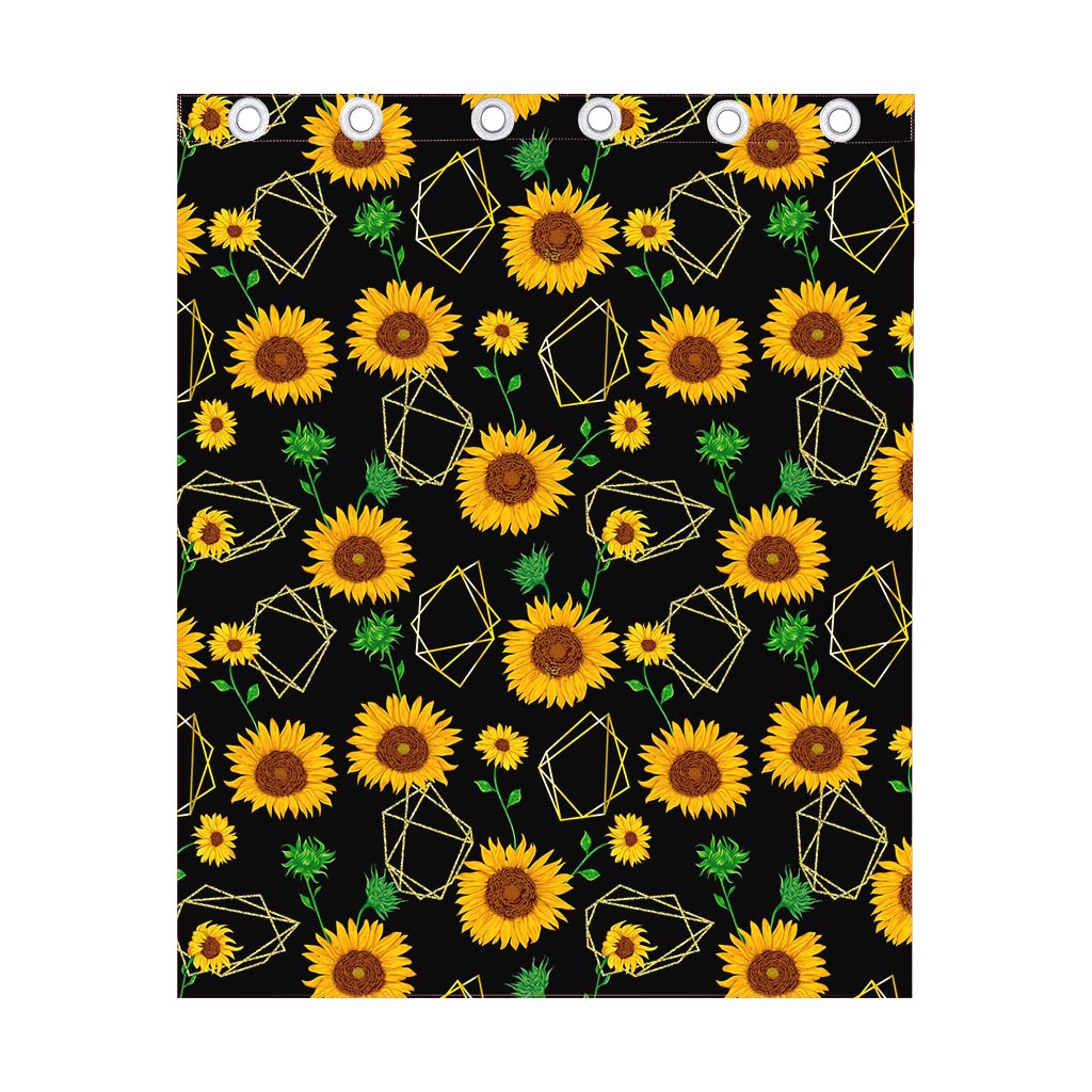 Sunflower Polygonal Pattern Print Curtain