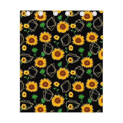 Sunflower Polygonal Pattern Print Curtain