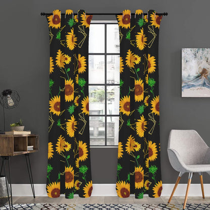 Sunflower Polygonal Pattern Print Curtain