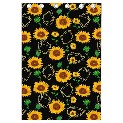 Sunflower Polygonal Pattern Print Curtain