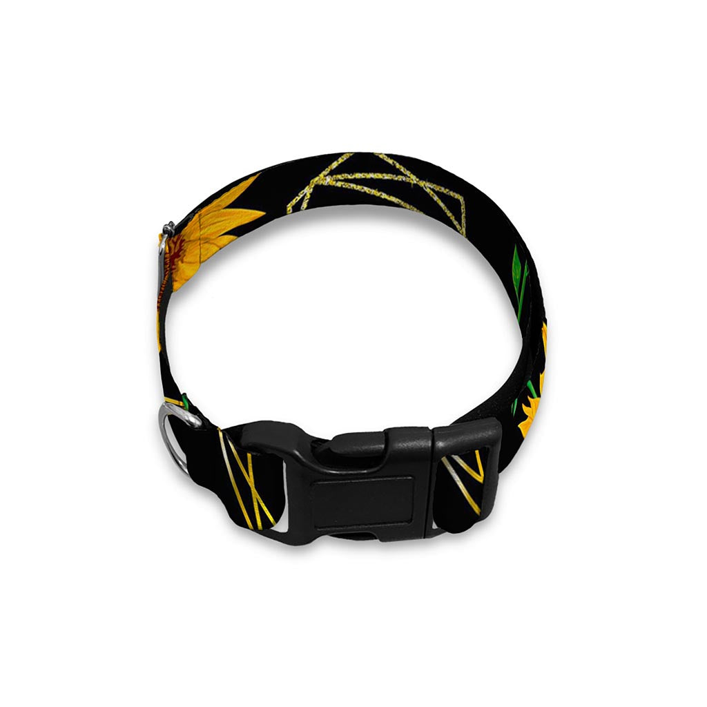 Sunflower Polygonal Pattern Print Dog Collar