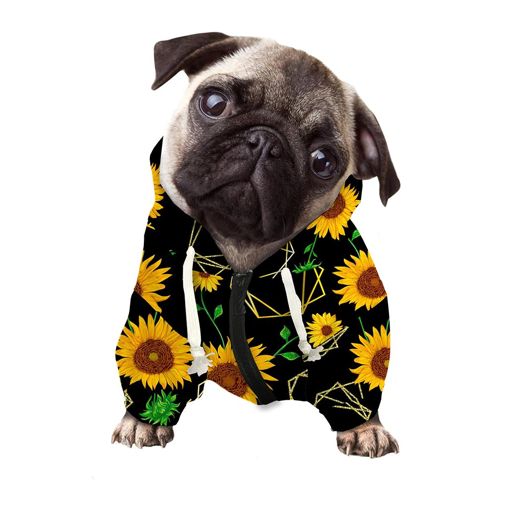 Sunflower Polygonal Pattern Print Dog Zip Up Hoodie