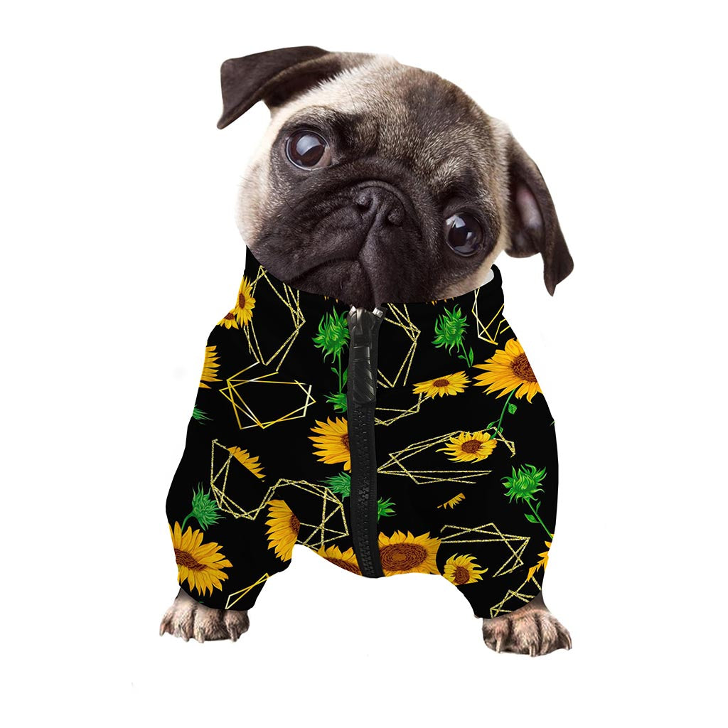 Sunflower Polygonal Pattern Print Dog Zip Up Jacket