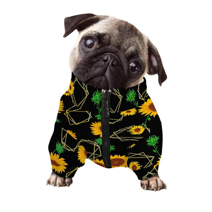 Sunflower Polygonal Pattern Print Dog Zip Up Jacket