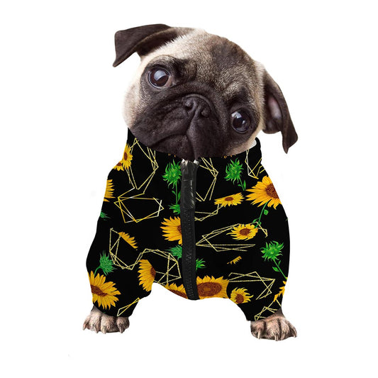 Sunflower Polygonal Pattern Print Dog Zip Up Jacket