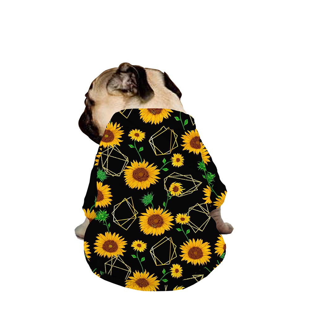 Sunflower Polygonal Pattern Print Dog Zip Up Jacket