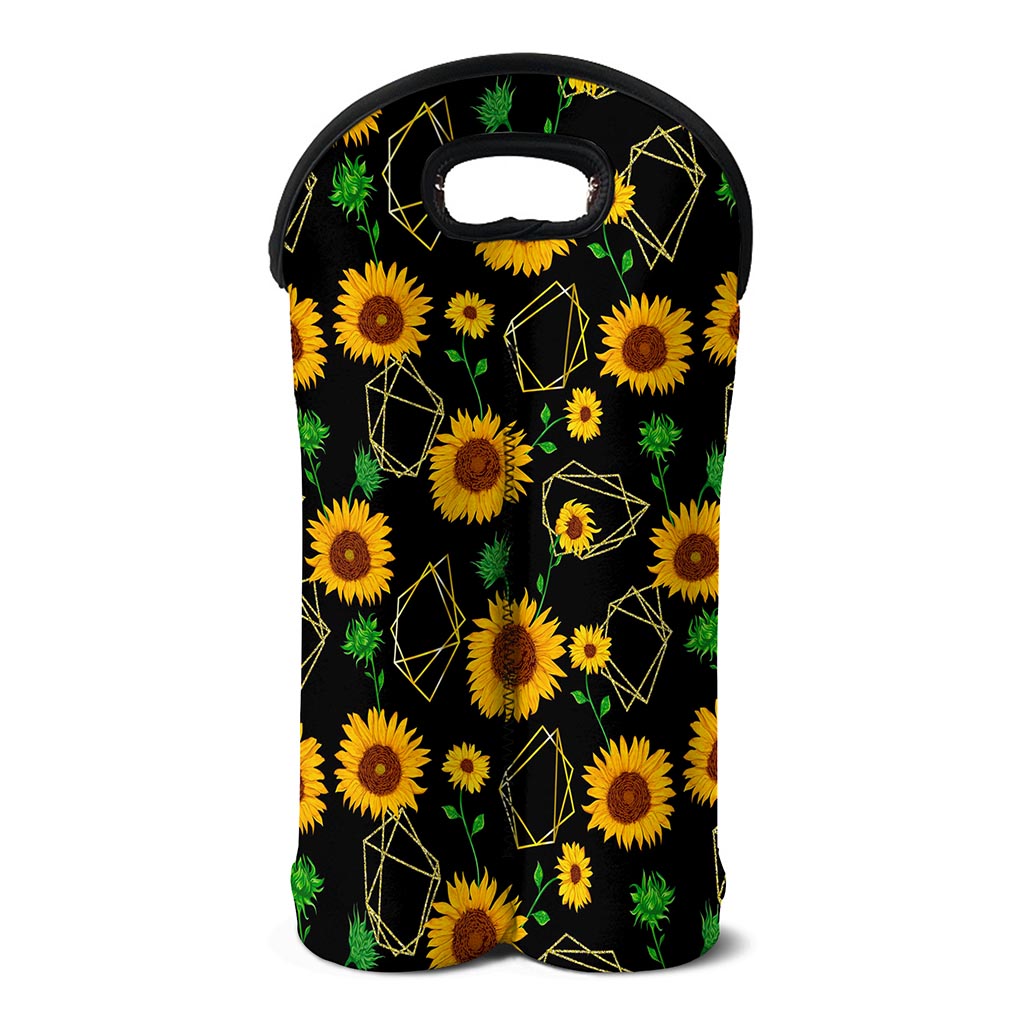 Sunflower Polygonal Pattern Print Double Neoprene Wine Tote