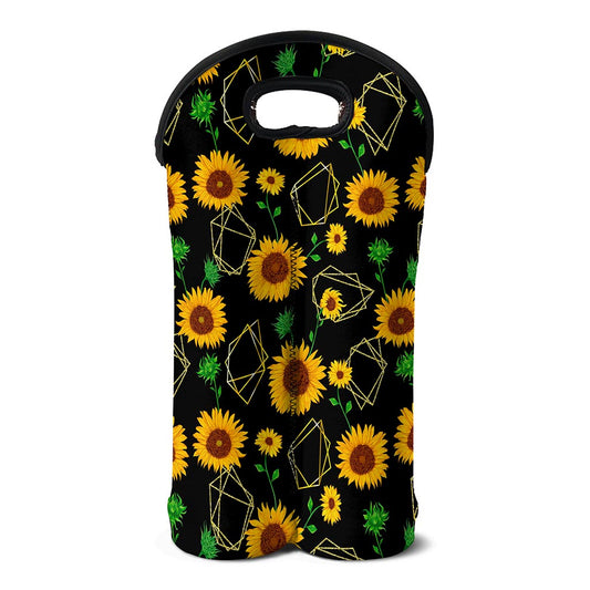 Sunflower Polygonal Pattern Print Double Neoprene Wine Tote