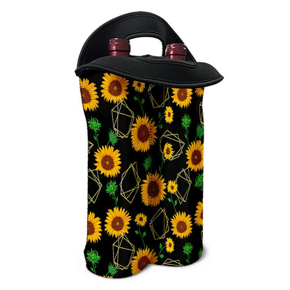 Sunflower Polygonal Pattern Print Double Neoprene Wine Tote