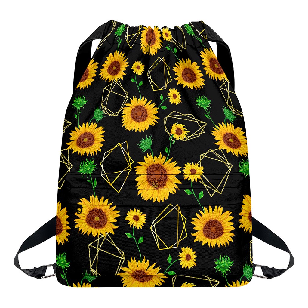 Sunflower Polygonal Pattern Print Drawstring Backpack