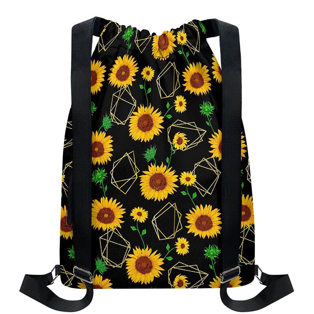 Sunflower Polygonal Pattern Print Drawstring Backpack