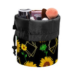 Sunflower Polygonal Pattern Print Drawstring Makeup Bag