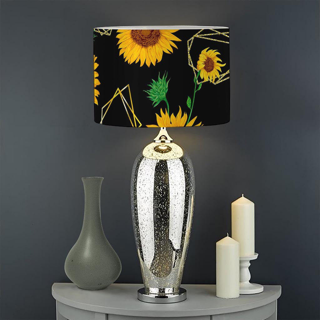 Sunflower Polygonal Pattern Print Drum Lamp Shade