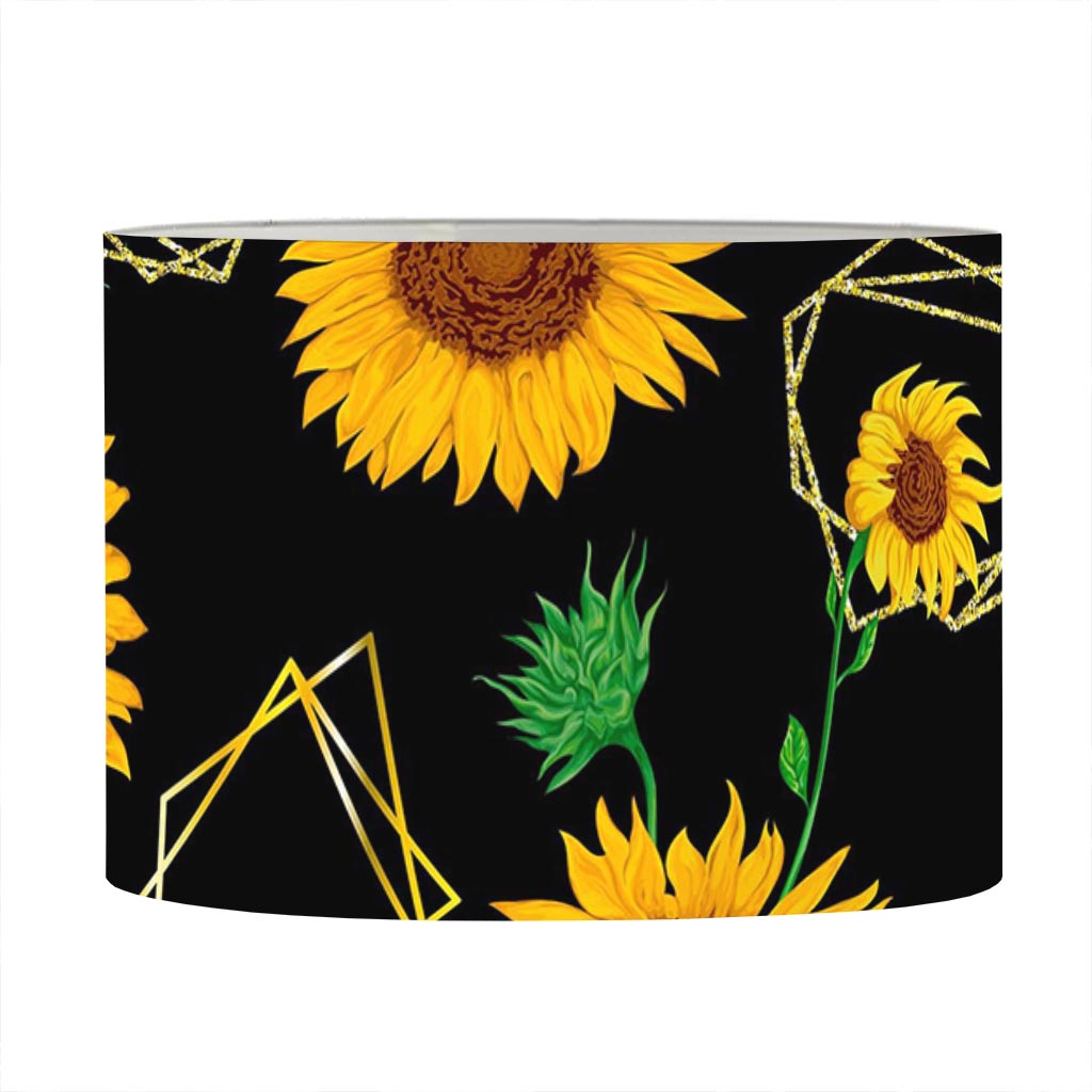 Sunflower Polygonal Pattern Print Drum Lamp Shade