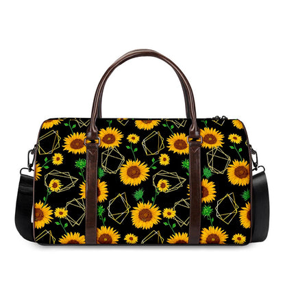 Sunflower Polygonal Pattern Print Duffle Bag