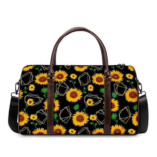 Sunflower Polygonal Pattern Print Duffle Bag
