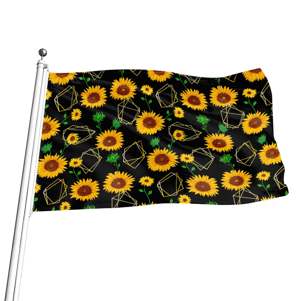 Sunflower Polygonal Pattern Print Flag