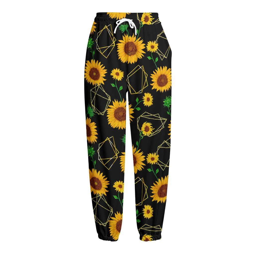 Sunflower Polygonal Pattern Print Fleece Lined Knit Pants