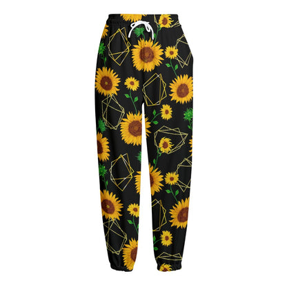 Sunflower Polygonal Pattern Print Fleece Lined Knit Pants