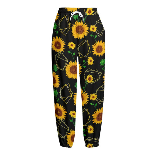 Sunflower Polygonal Pattern Print Fleece Lined Knit Pants