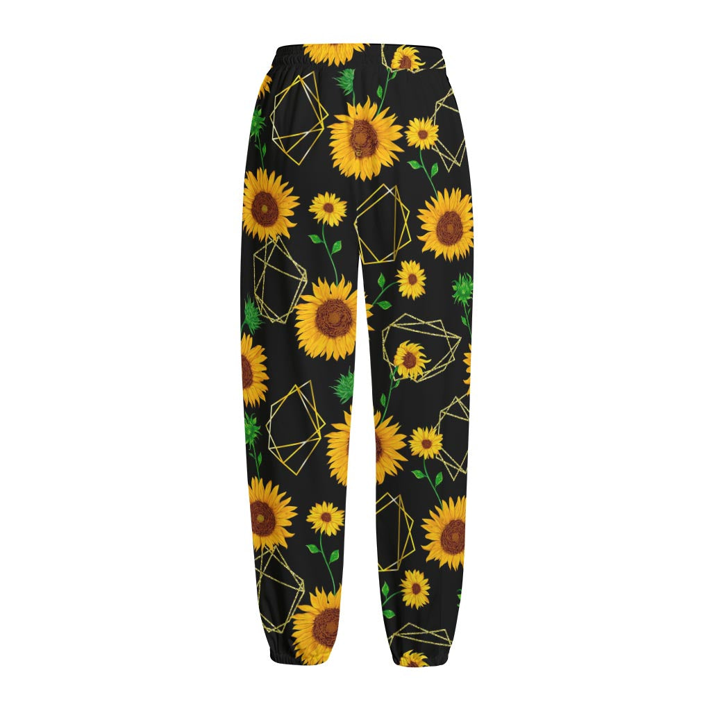 Sunflower Polygonal Pattern Print Fleece Lined Knit Pants