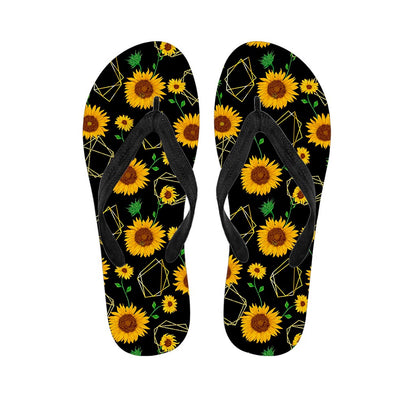 Sunflower Polygonal Pattern Print Flip Flops