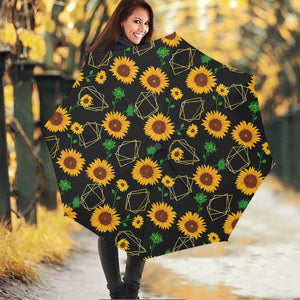 Sunflower Polygonal Pattern Print Foldable Umbrella