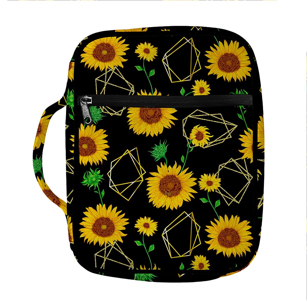 Sunflower Polygonal Pattern Print Front Pocket Bible Bag