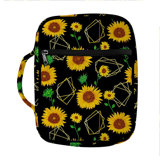 Sunflower Polygonal Pattern Print Front Pocket Bible Bag