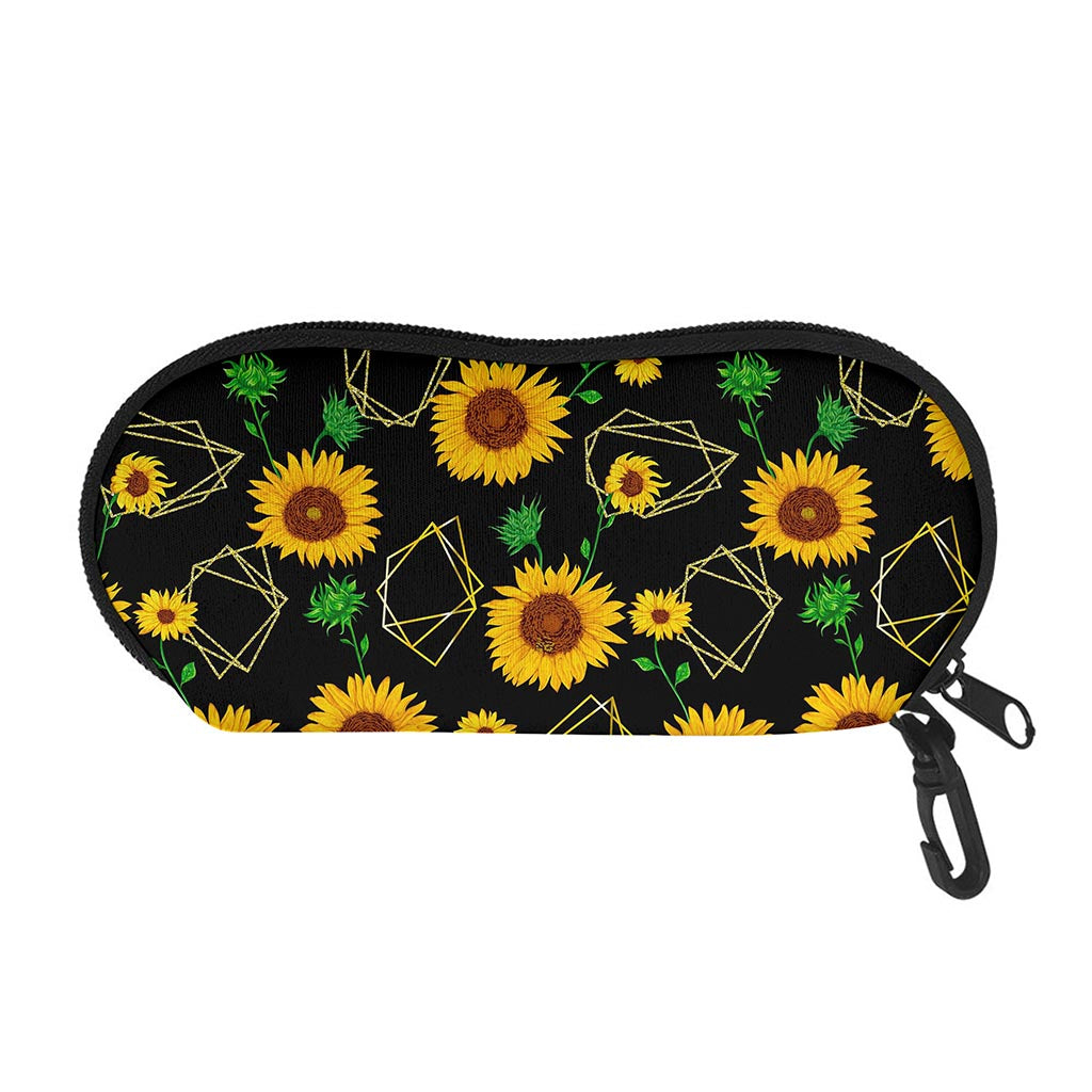 Sunflower Polygonal Pattern Print Glasses Case