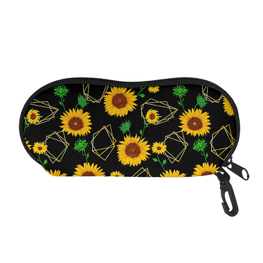 Sunflower Polygonal Pattern Print Glasses Case