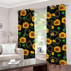 Sunflower Polygonal Pattern Print Grommet Curtains