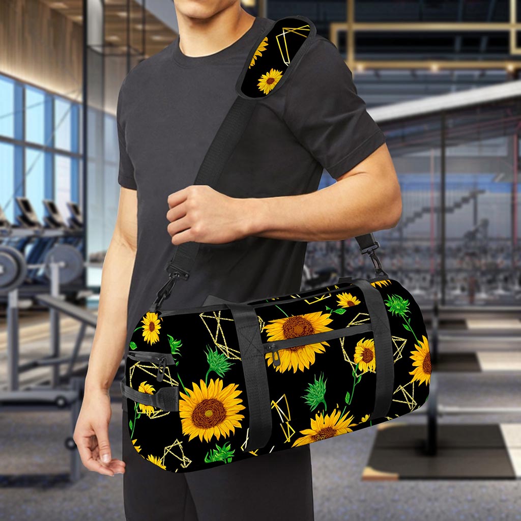 Sunflower Polygonal Pattern Print Gym Bag