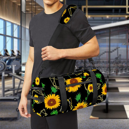 Sunflower Polygonal Pattern Print Gym Bag