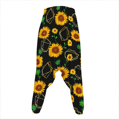 Sunflower Polygonal Pattern Print Hammer Pants