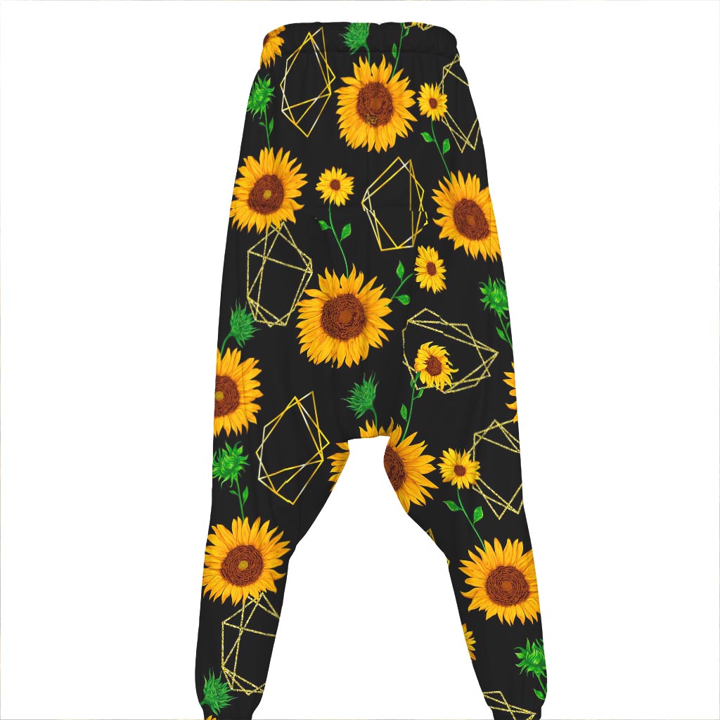Sunflower Polygonal Pattern Print Hammer Pants