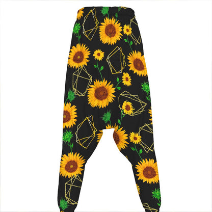 Sunflower Polygonal Pattern Print Hammer Pants