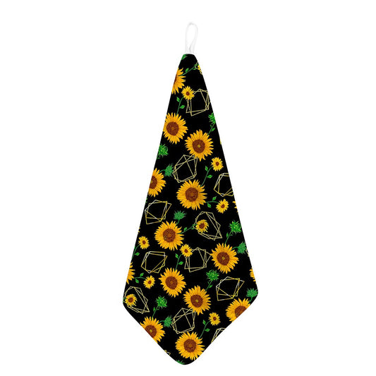 Sunflower Polygonal Pattern Print Hand Towel