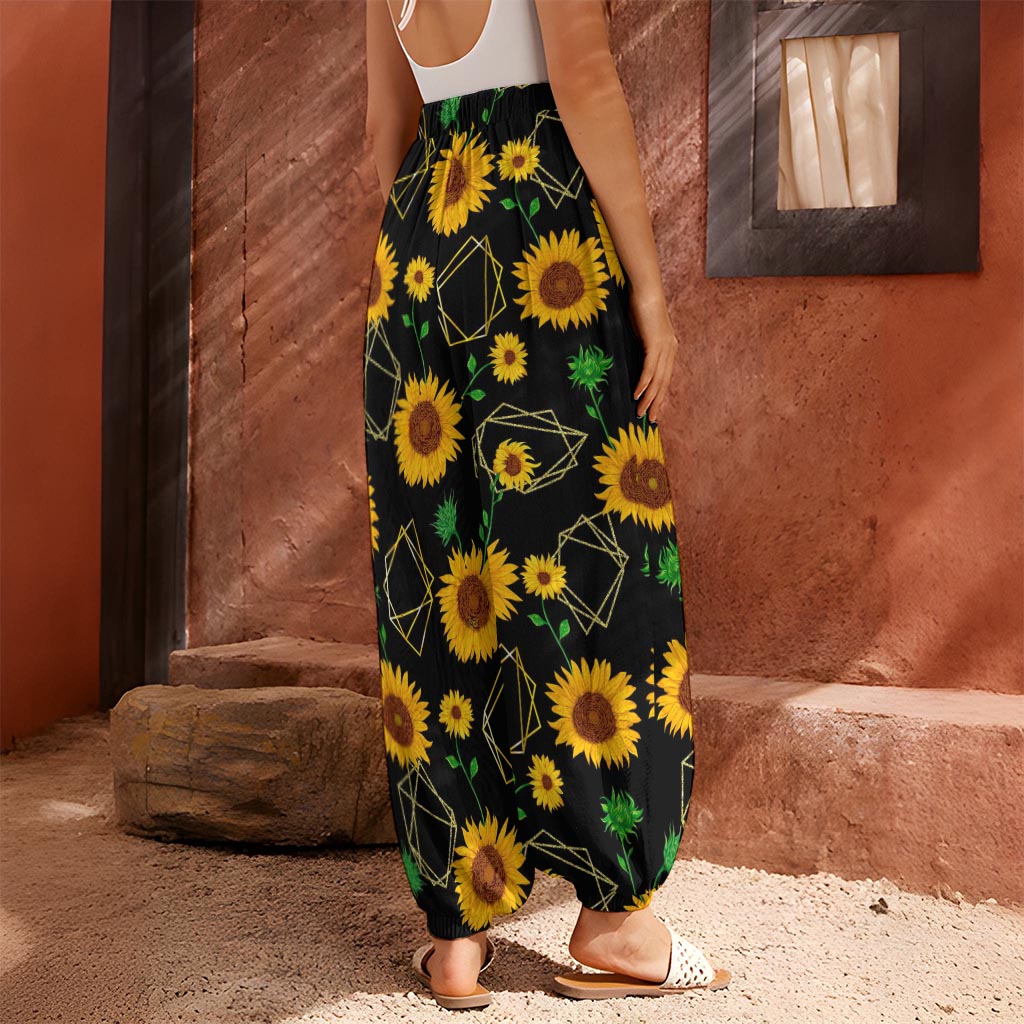Sunflower Polygonal Pattern Print Harem Pants