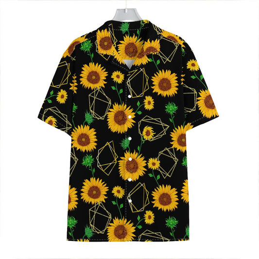 Sunflower Polygonal Pattern Print Hawaiian Shirt
