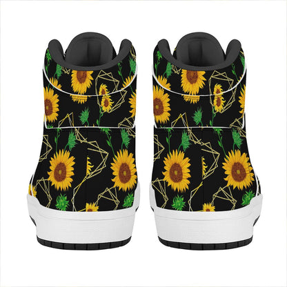 Sunflower Polygonal Pattern Print High Top Leather Sneakers