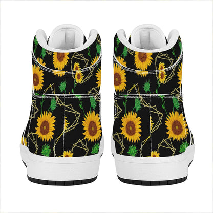 Sunflower Polygonal Pattern Print High Top Leather Sneakers