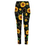 Sunflower Polygonal Pattern Print High-Waisted Pocket Leggings
