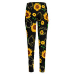 Sunflower Polygonal Pattern Print High-Waisted Pocket Leggings