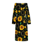 Sunflower Polygonal Pattern Print Hooded Bathrobe